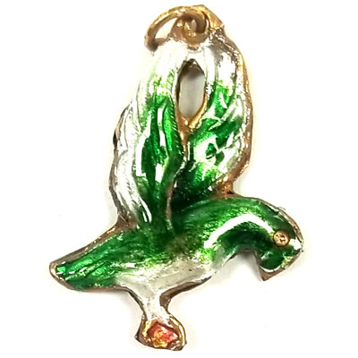 ENAMEL BIRD 20X24MM GREEN